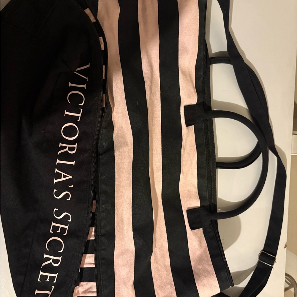 Victoria's Secret Pink and Black Striped Tote